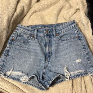 American Eagle Outfitters Blue Jean Shorts Distressed High-Waisted